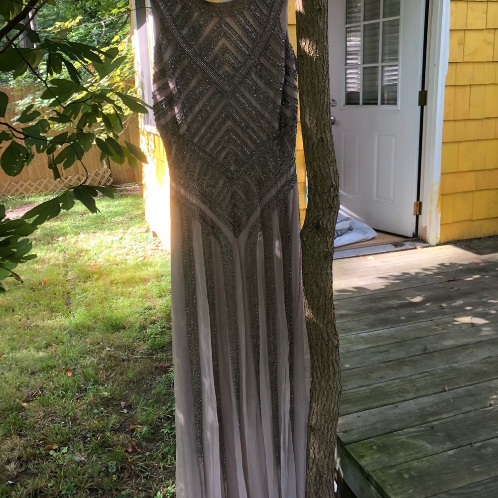 Aiden Mattox size 14 beige beaded dress!